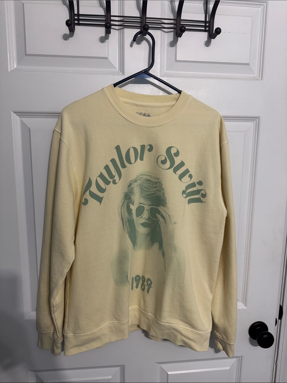 Taylor Swift Pale Yellow Crewneck Sweatshirt with Green Graphic